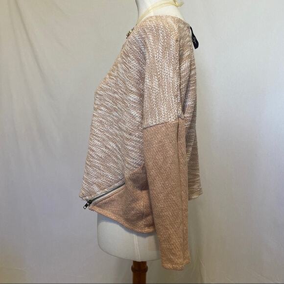 Jessica Simpson Dusty Rose Textured Pullover Sweater with Zipper Detail Size S - Picture 3 of 7